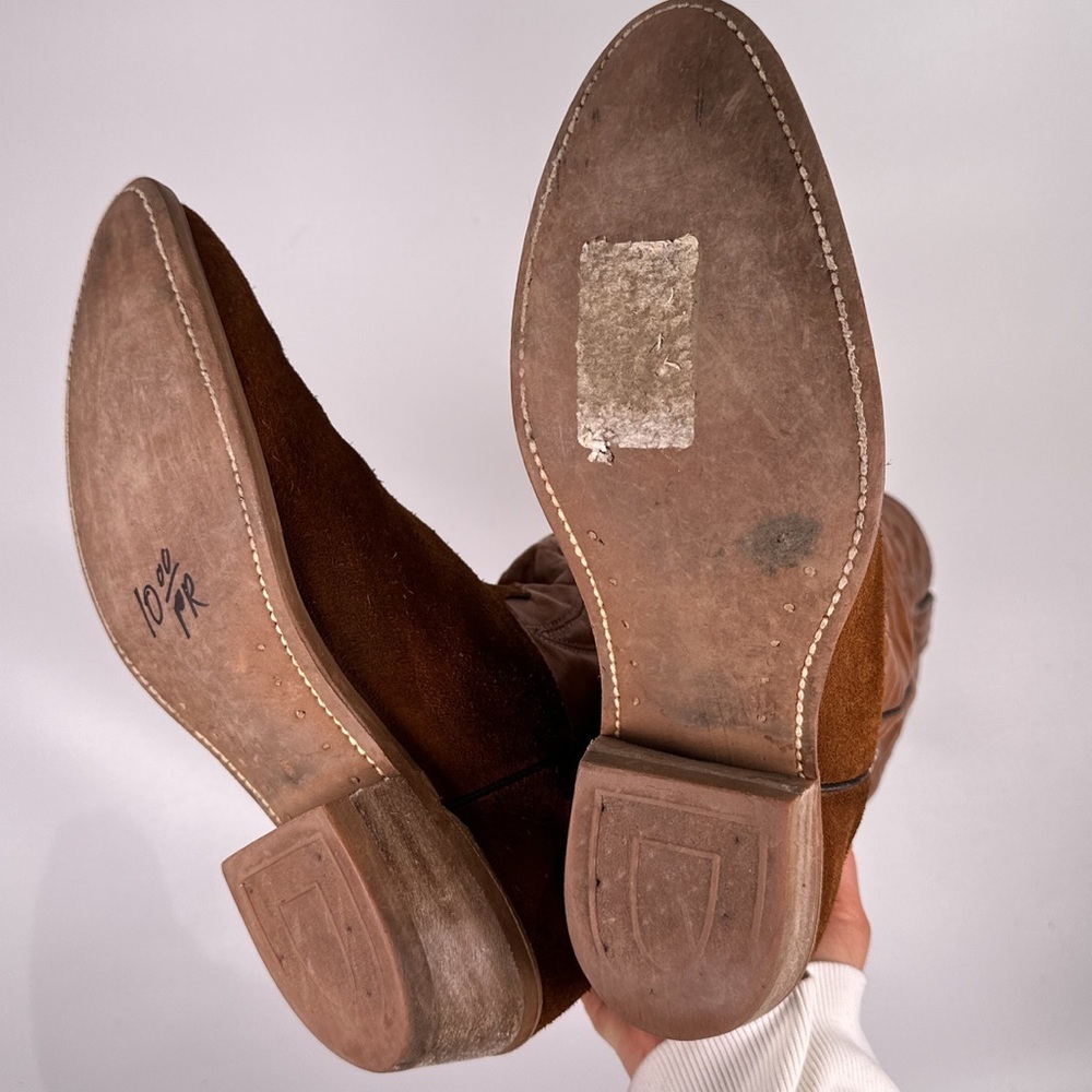 Miller Stockman Brown Leather Western Cowboy Boots Mens 8.5 - Picture 7 of 12